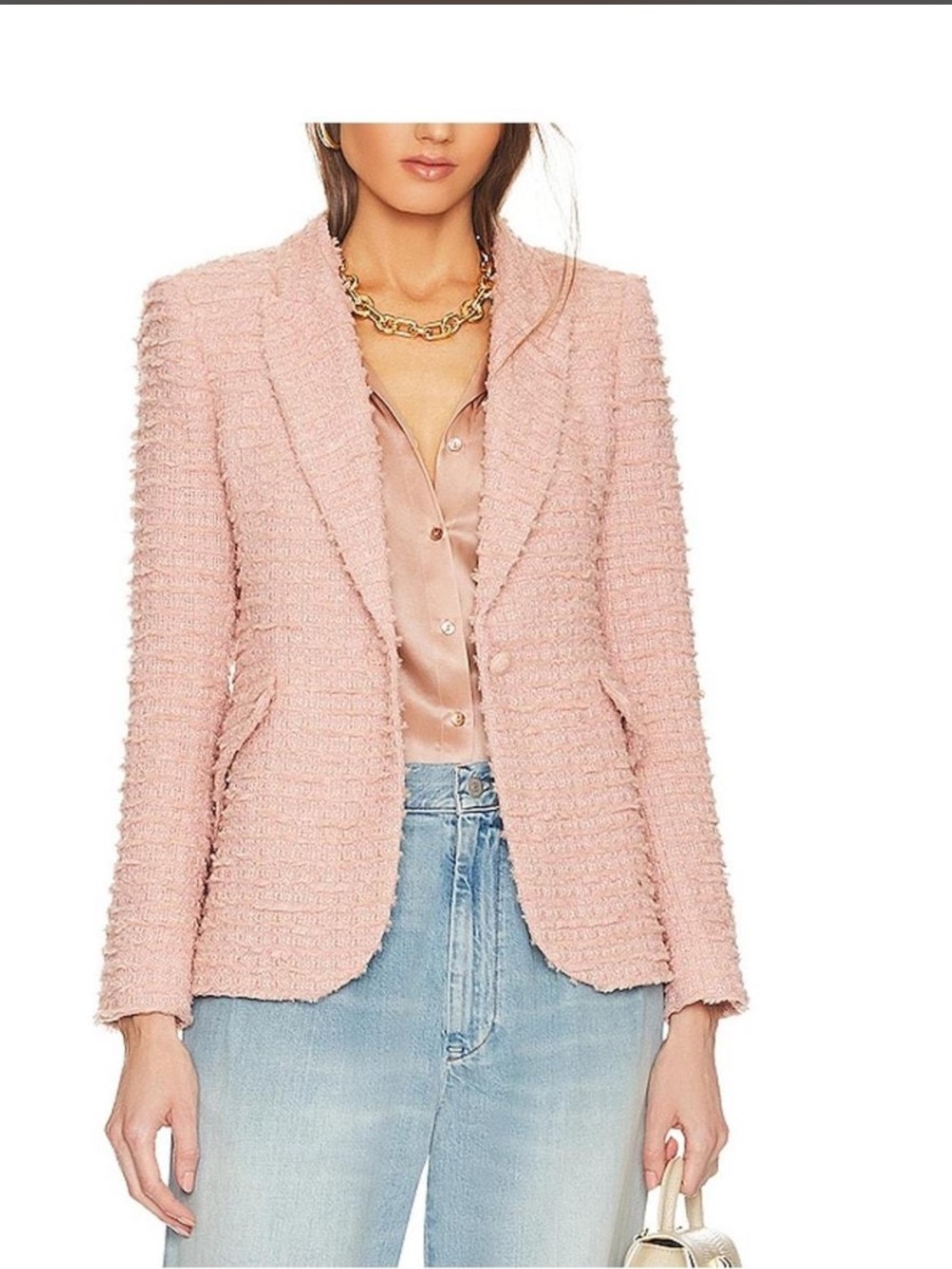 L'AGENCE Blush Pink Textured Tweed Bouclé Blazer Women’s Size 6